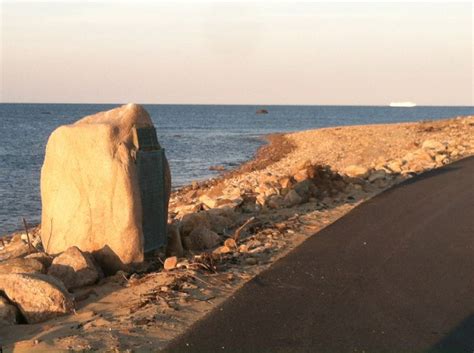 Settlers Rock, North Point. The first landing of settlers occurred here ...