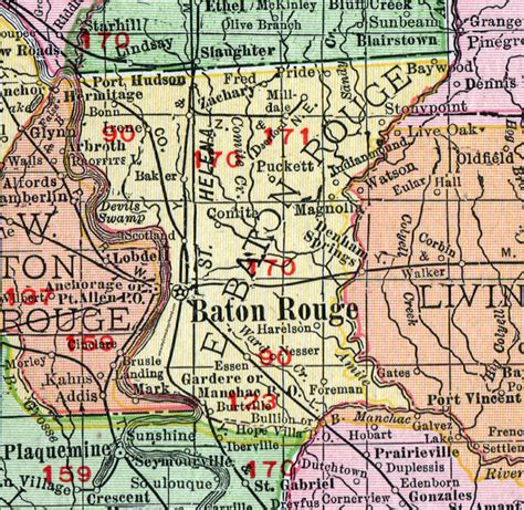 East Baton Rouge Parish, Louisiana, 1911, Map, Rand McNally, City of ...