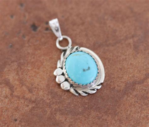 Navajo Silver Turquoise Pendant – Jewelry Native American