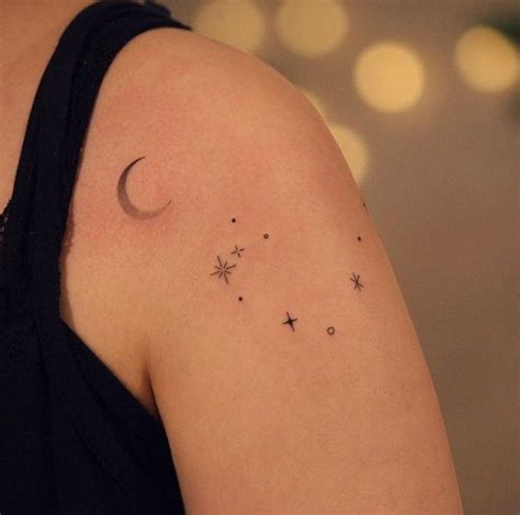 Half Moon Crescent with Stars Tattoo