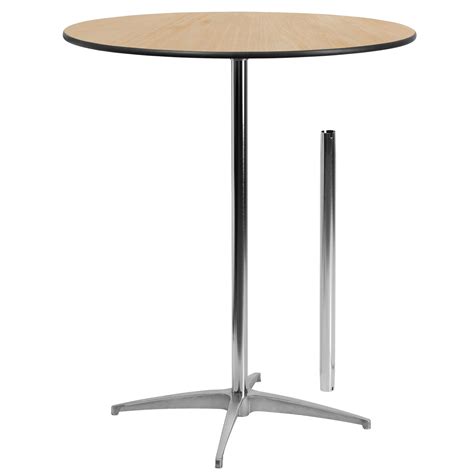 Lancaster Home 36" Round Wood Commercial Grade Cocktail Table with 30" and 42" Columns - 36"W x ...