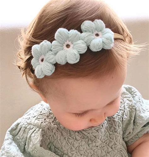 Vintage Crochet Flowers Woolen Baby Headband Boho Floral Baby Headband ...