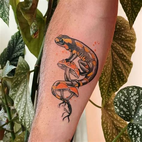 Salamander tattoo on arm in 2023 | Lizard tattoo, Mushroom tattoos, Pelvic tattoos