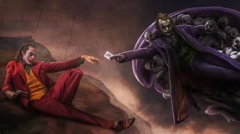 Joker como Joaquin Phoenix y Heath Ledger en pintura de Miguel Angel Fondo de pantalla 4k HD ID:4152