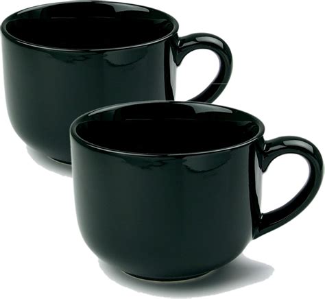 Amazon.com: 24 ounce Extra Large Latte Coffee Mug Cup or Soup Bowl with Handle - Black (Set of 2 ...