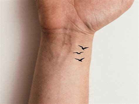 3 Silhouette Birds Temporary Tattoo - Etsy