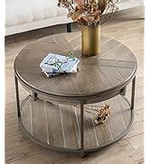 Amazon.com: Gexpusm Oval Coffee Tables, Natural Wood Coffee Table, Round Solid Wood Center Large ...