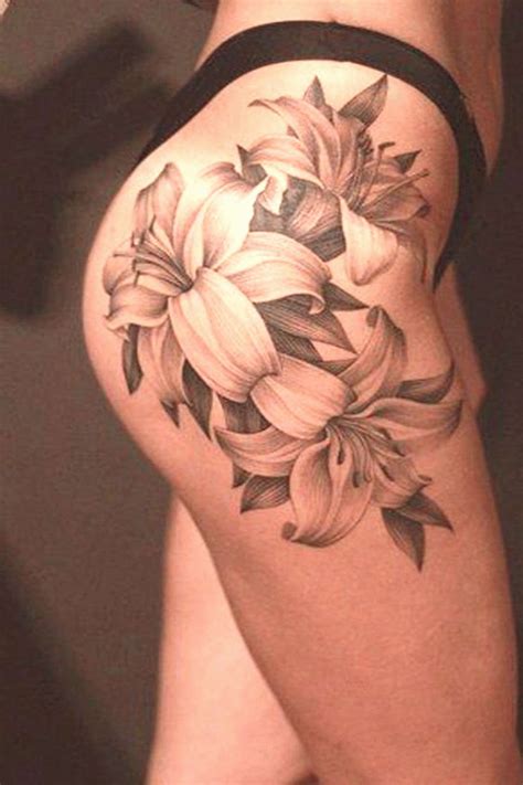 Lilies Tattoo Thigh Feet Tattoos Lilies tattoo thigh lilien tattoo oberschenkel lys tatouage cu ...