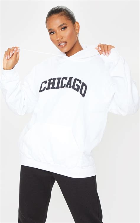 White Chicago Printed Hoodie | Tops | PrettyLittleThing