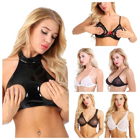 Women's Sheer Triangle Bralette Bra Crop Top Bustier Unpadded Mesh Unlined Bra | eBay