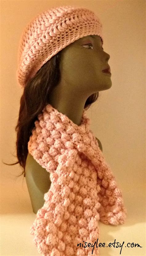 Pretty in Pink Crochet Beret and Keyhole Scarf - Etsy