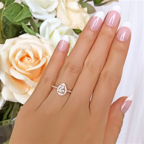 1 ctw Pear Halo Ring - Rose GP – Tiger Gems