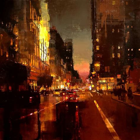 Jeremy Mann (With images) | Cityscape painting, City art, City painting