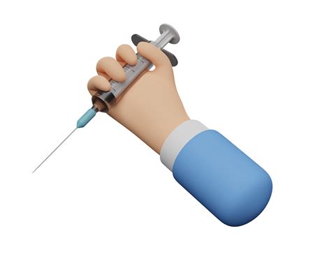 Free Doctor cartoon hands holding syringe and virus vaccine isolated. 3d illustration or 3d ...