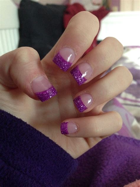 purple glitter tip nails Nail Tip Designs, Purple Nail Designs, Simple Nail Art Designs, Purple ...