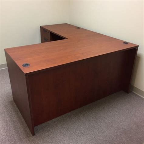 LAMINATE L-SHAPED DESKS 30" X 60" DESK 24" X 42" RETURN DARK CHERRY ...