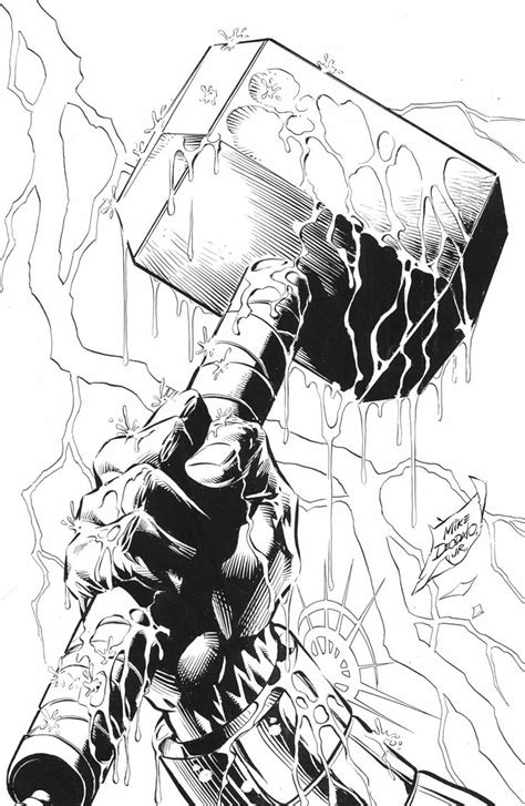 Mjolnir by Mike Deodato Jr. | Thor hammer tattoo, Marvel drawings, Thor ...