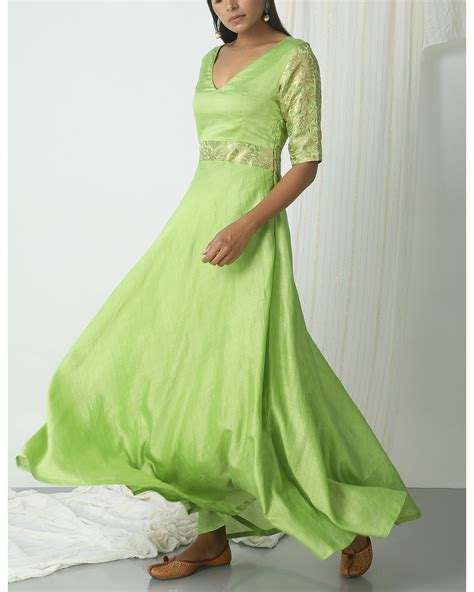 Chartreuse green brocade highlight dress by trueBrowns | The Secret Label