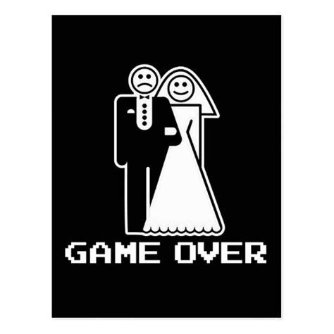 Game Over Marriage Game Over Funny tshirt Postcard | Zazzle