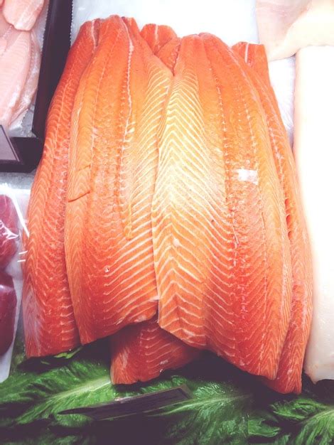 Premium Photo | Redfish fillets on market stall