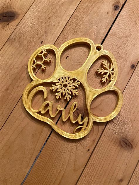 Personalized Dog Paw Print Ornament 3D Ornament Christmas | Etsy