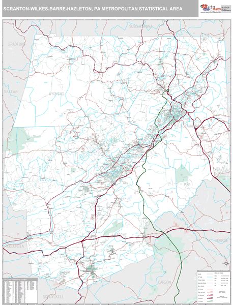 Scranton-Wilkes-Barre-Hazleton, PA Metro Area Zip Code Wall Map Premium Style by MarketMAPS