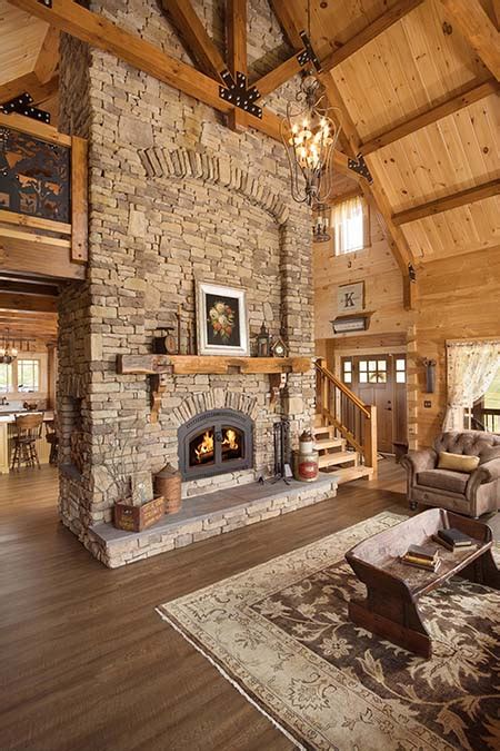 Log Cabin Interior Fireplace