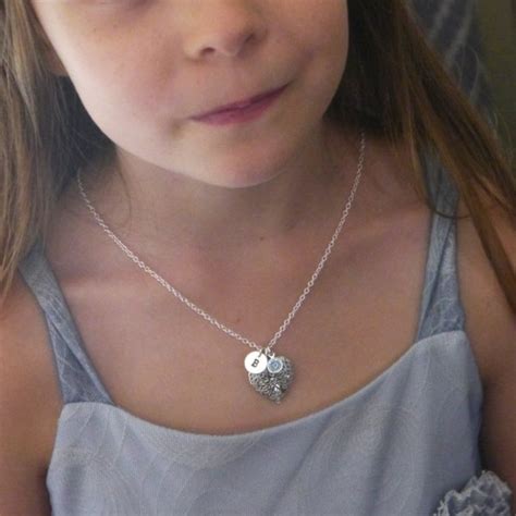 Girls Locket Necklace Initial - Etsy