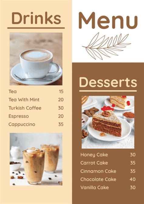 Coffee shop menu list with price | cafe menu template