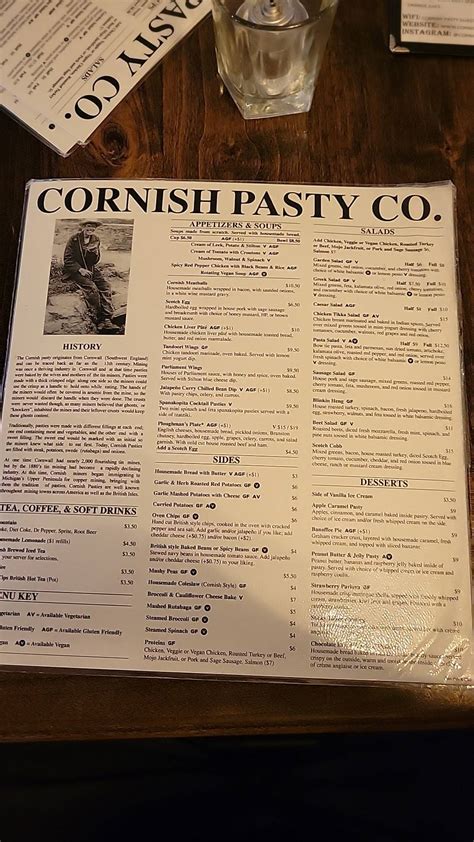 Menu at Cornish Pasty Co restaurant, Mesa, W Guadalupe Rd #101