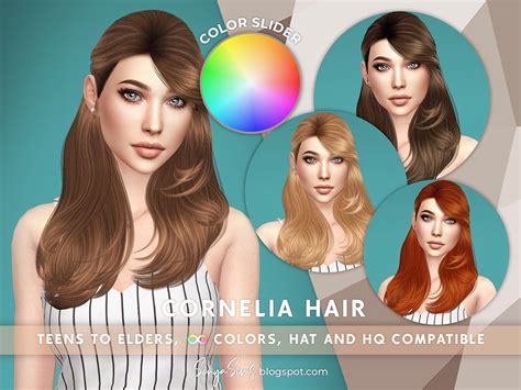 The Sims Resource - Cornelia Hair COLOR SLIDER (Patreon - Retexture)