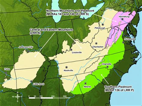 Approximate boundaries of the Eastern Mountains and Piedmont Region.... | Download Scientific ...