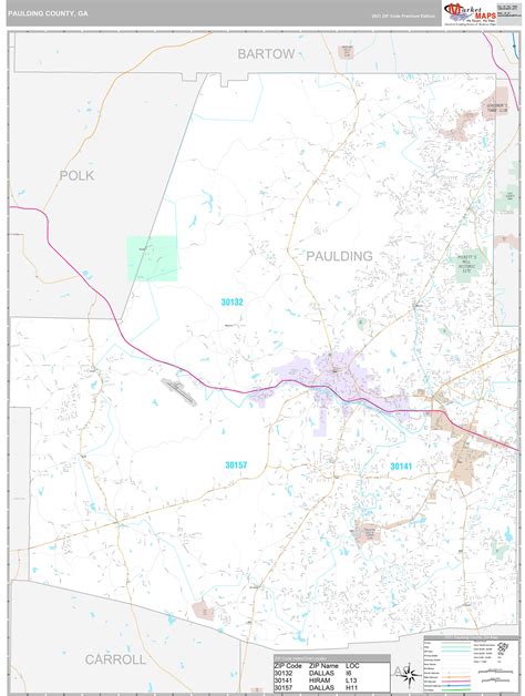 Paulding County, GA Wall Map Premium Style by MarketMAPS - MapSales