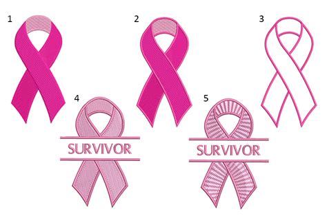 Breast Cancer Awareness Ribbons (5 designs) | Hatch Free Designs