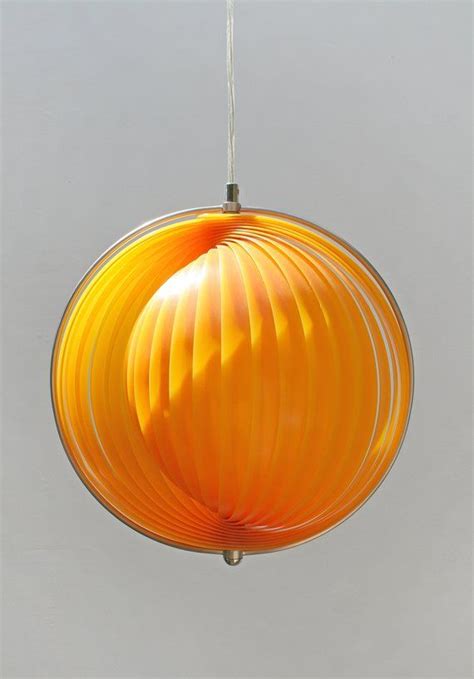 Vintage Verner Panton stijl maan Pendant Lamp West-Duitse oranje verchroomde ronde ronde ballon ...