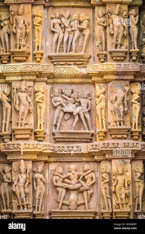 Arts on wall, Khajuraho temples, India Stock Photo - Alamy