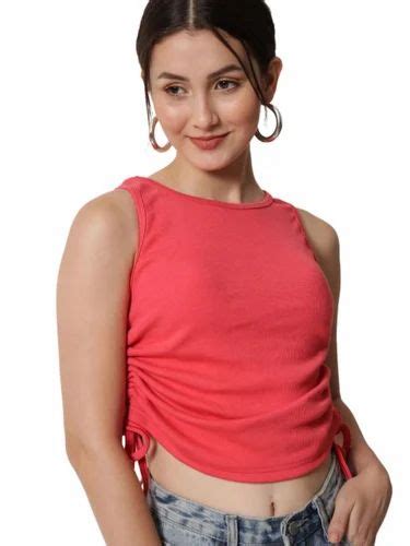 Peach Cotton Sleeveless Ladies Top, Round Neck at Rs 250/piece in Noida | ID: 2850331715797