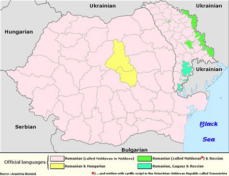 Official languages in Romania and Moldova [857 × 657] : r/MapPorn