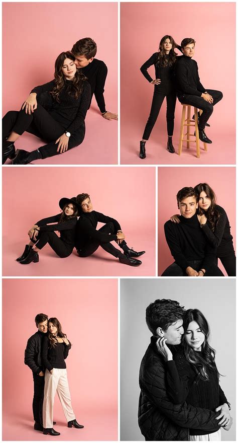 Fashion-Inspired Pink Studio Engagement Session | Portrait poses ...