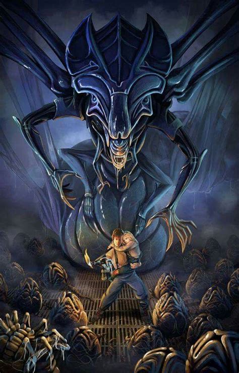 Xenomorph Queen vs Ripley | Aliens movie art, Alien artwork, Aliens movie