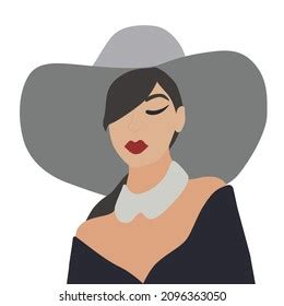 Lady Hat Red Lips Dark Hair Stock Vector (Royalty Free) 2096363050 | Shutterstock