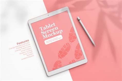 Premium PSD | Latest tablet pad pro screen mockup design template in top view