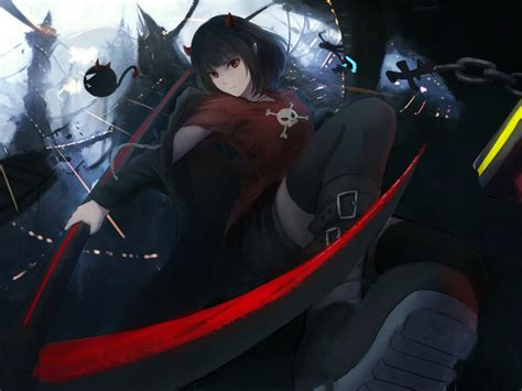 Wallpaper anime girl, fight, dark desktop wallpaper, hd image, picture ...