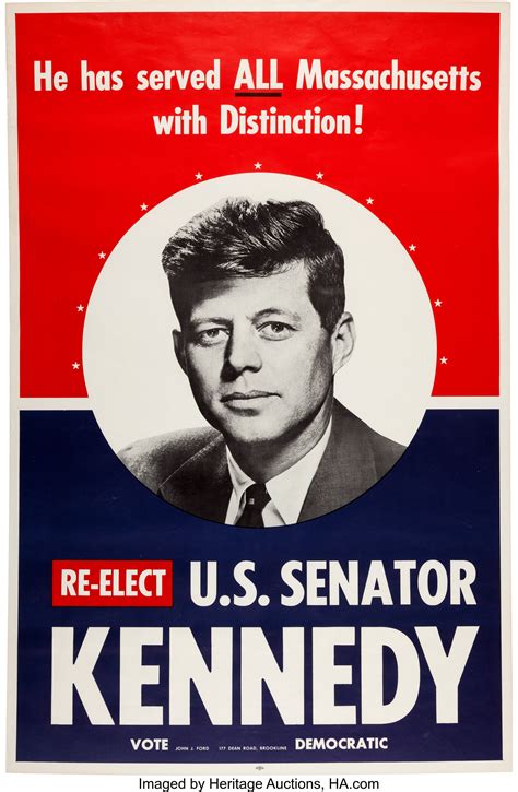 John F. Kennedy: 1958 Senate Re-election Poster.... Political 3D & | Lot #38156 | Heritage Auctions