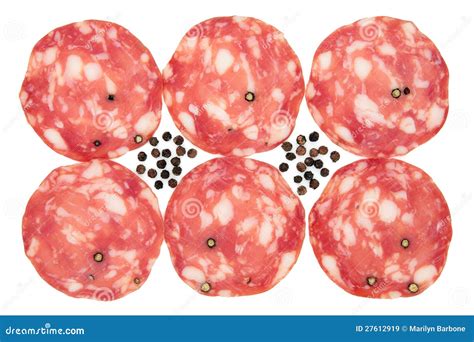 Salami Slices stock image. Image of meat, sliced, white - 27612919