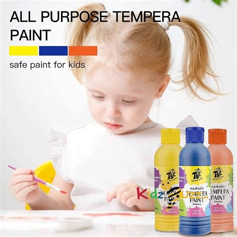 Vibrant Tempera Paint Set - 6 Primary paint colors | kidzbuzzz