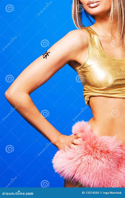 Pretty Woman in a Pink Fur Skirt Stock Image - Image of model, girl ...