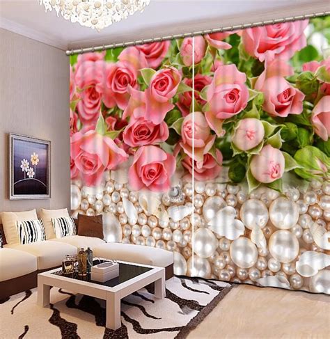 3D Curtain Photo Customize Size Rose Pearl Curtain Bedroom Living Room Office Cortinas Breakdown ...