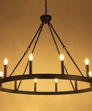 Wellmet 12-Light Black Wagon Wheel Chandelier Diam 38 inch, Farmhouse ...