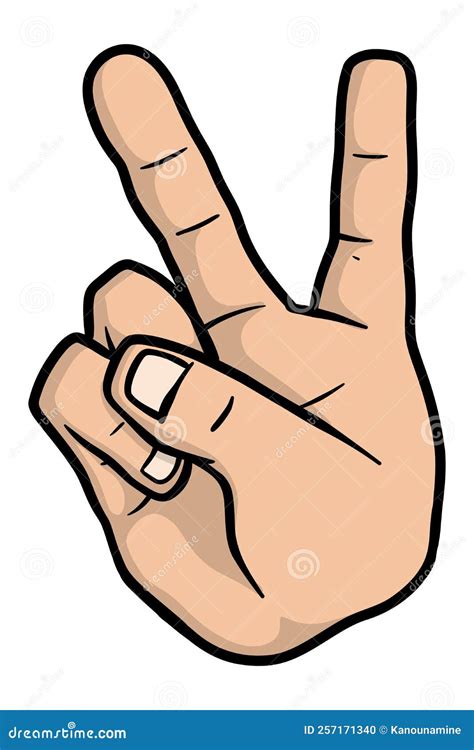 Hand Gesture V Sign for Victory or Peace Stock Illustration ...